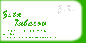 zita kubatov business card